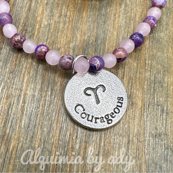 Alquimia Purple Beaded Bracelet with Silver Pendant - Picture 2 of 2